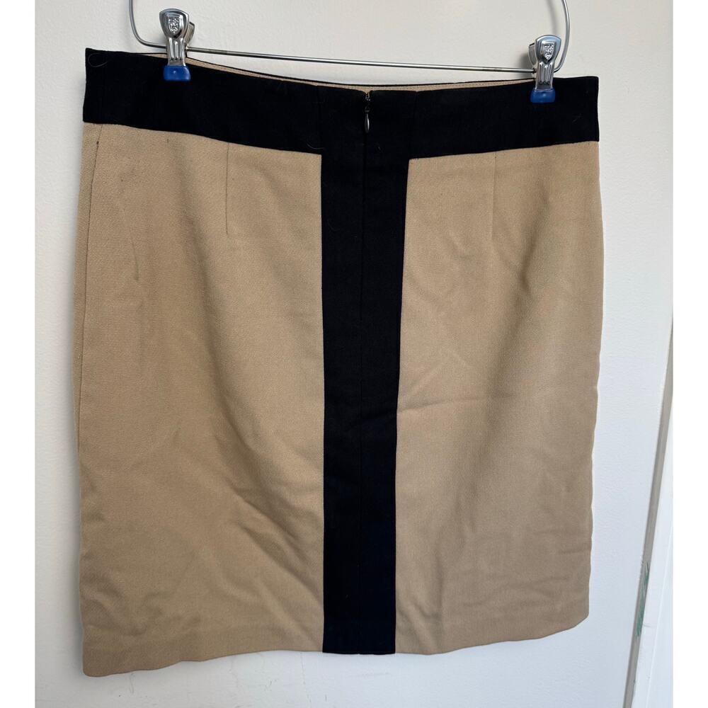 Y2K Beige Stretch Neutral Classic Slim Fit Straight Pencil Womens Skirt Size 8 - Picture 2 of 6